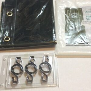 Amazed bath dark green shower curtain liner with hooks